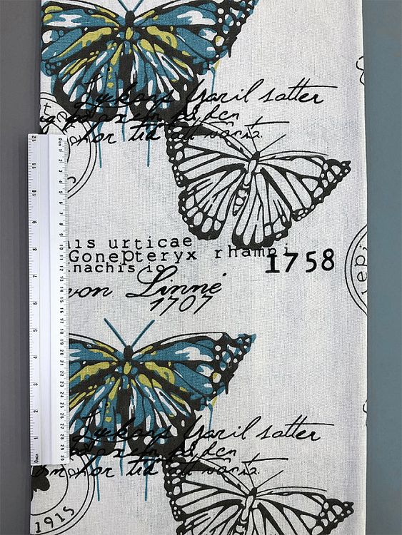 Ткань Лен, 140 г/м², 5 м x 150 см, цвет: белый, принт бабочек, TBY — картинка 6