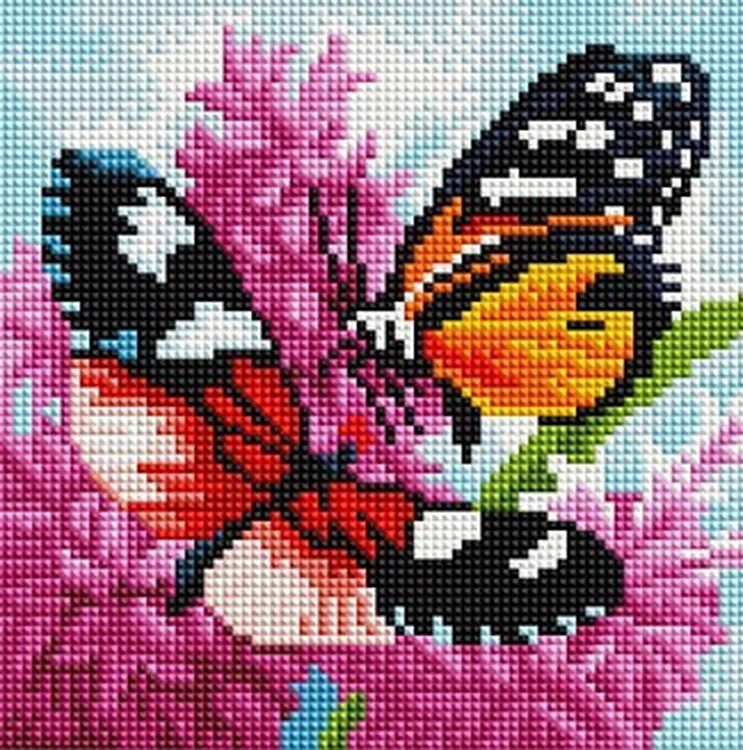 Алмазная вышивка «Бабочки в цветах»