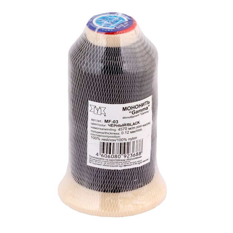 Мононить 0,12 мм, 4570 м, 100% нейлон, цвет черный, Gamma — картинка 2
