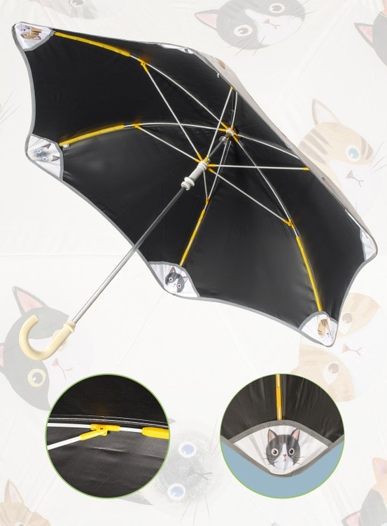 Зонт детский Пушистые киски, трость, 6 спиц, механический — картинка 3