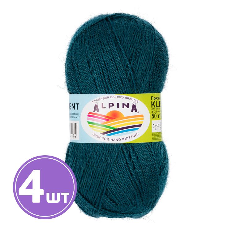 Пряжа Alpina KLEMENT (37), сине-зеленый, 4 шт. по 50 г