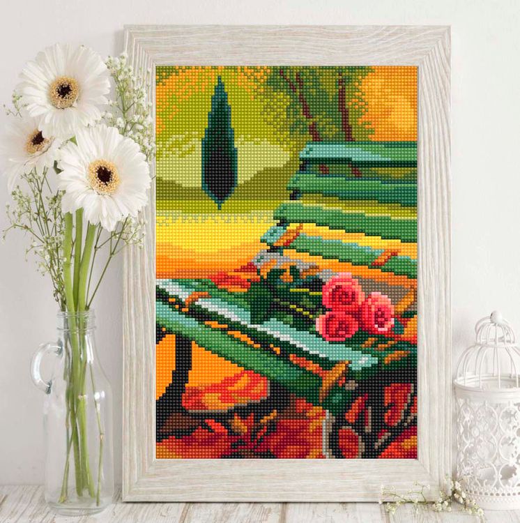 Алмазная вышивка «Скамейка в парке» — картинка 3