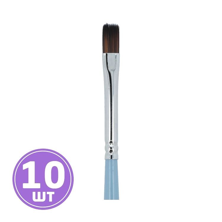 Кисть синтетика №02, плоская, 10 шт., длинная ручка, Vista-Artista