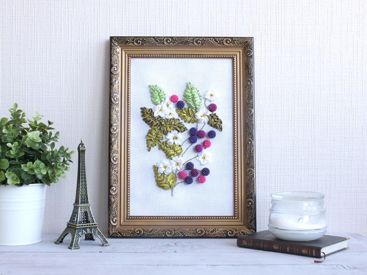 Вышивка лентами «Ежевика» — картинка 8