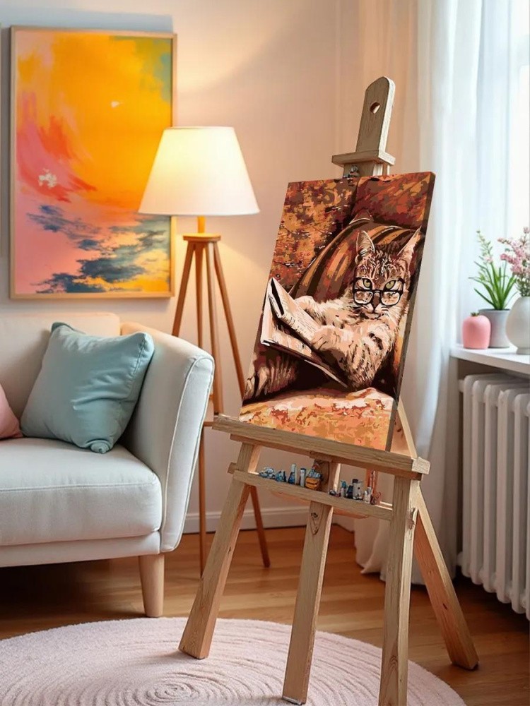 Картина по номерам «Кот с книгой» — картинка 9