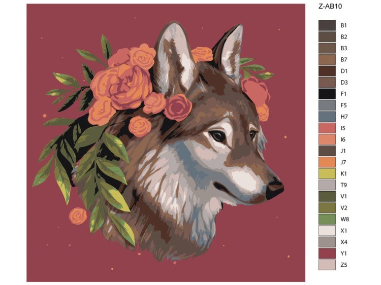 Картина по номерам «Волк с венком» — картинка 2