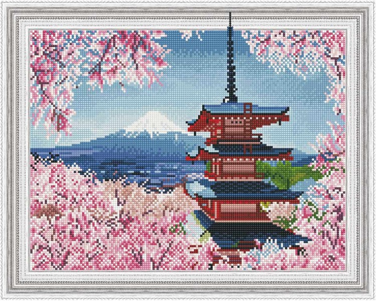 Алмазная вышивка 5D «Японская пагода»