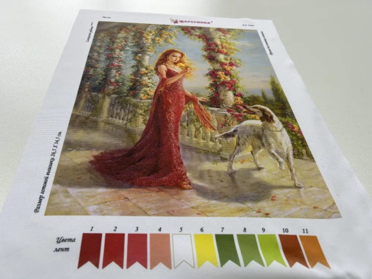 Принт для вышивки лентами на габардине «Весна» — картинка 3