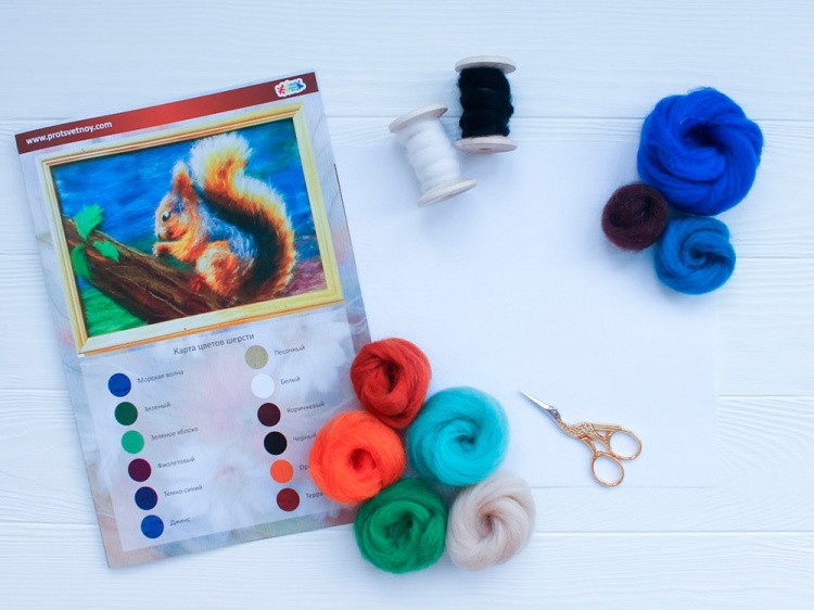 Картина шерстью «Белка» — картинка 3
