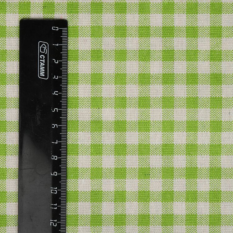 Ткань льняная, 3 м x 150 см, 140 г/м², цвет: зеленый, клетка, TBY — картинка 5