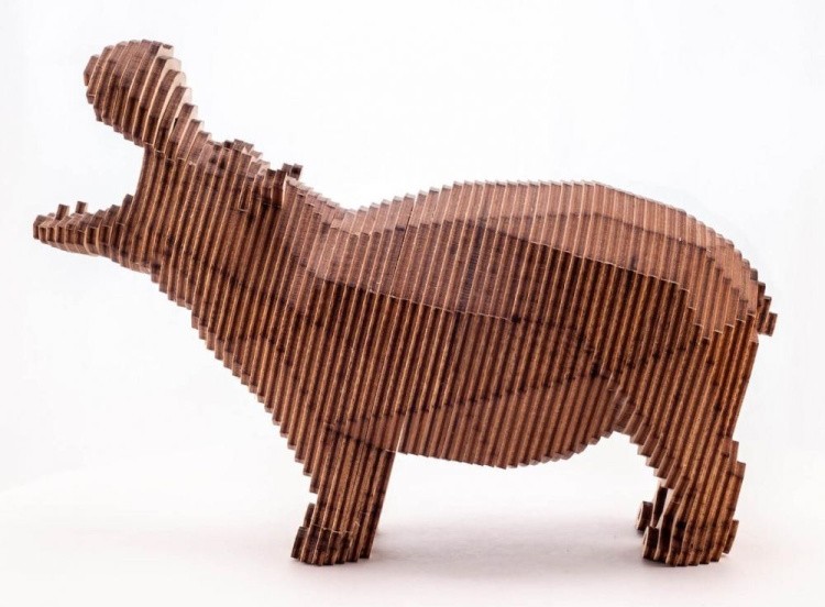 Конструктор из дерева «Бегемот с набором карандашей», UNIWOOD — картинка 2