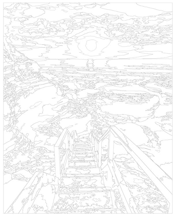 Картина по номерам «Природа: Пейзаж с лестницей к морю» — картинка 3