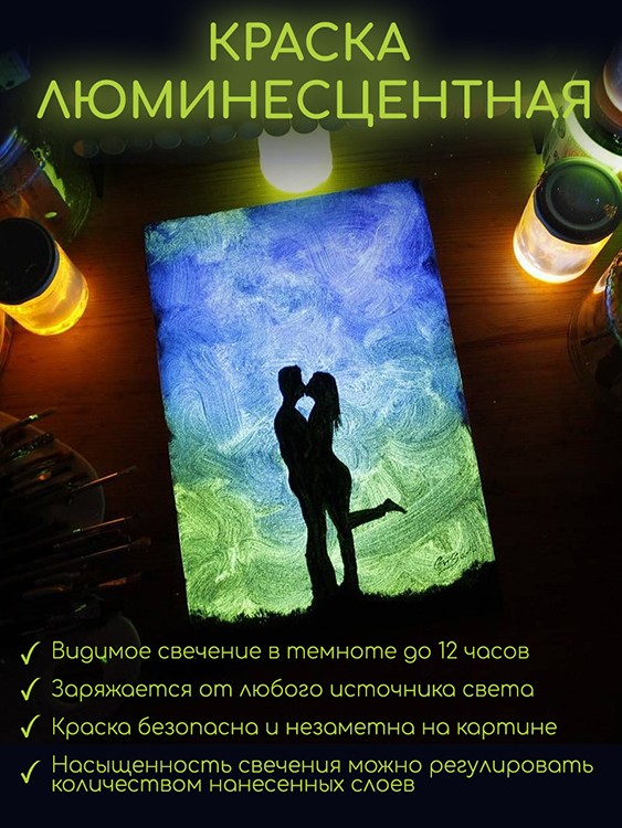 Картина по номерам черный холст со светящейся краской «Фантастические грибы» — картинка 3
