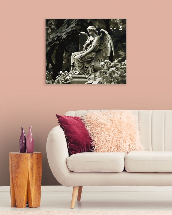 Картина по номерам «Статуя ангела в лесу в цветах» — картинка 3