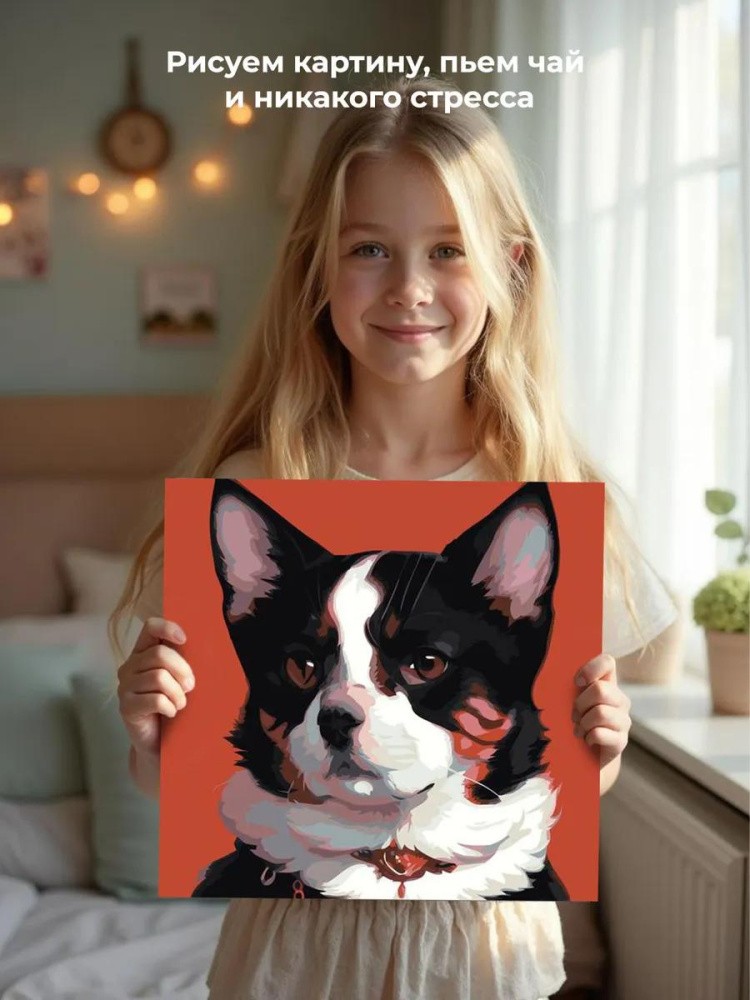 Картина по номерам «Кот, похожий на собаку» — картинка 6