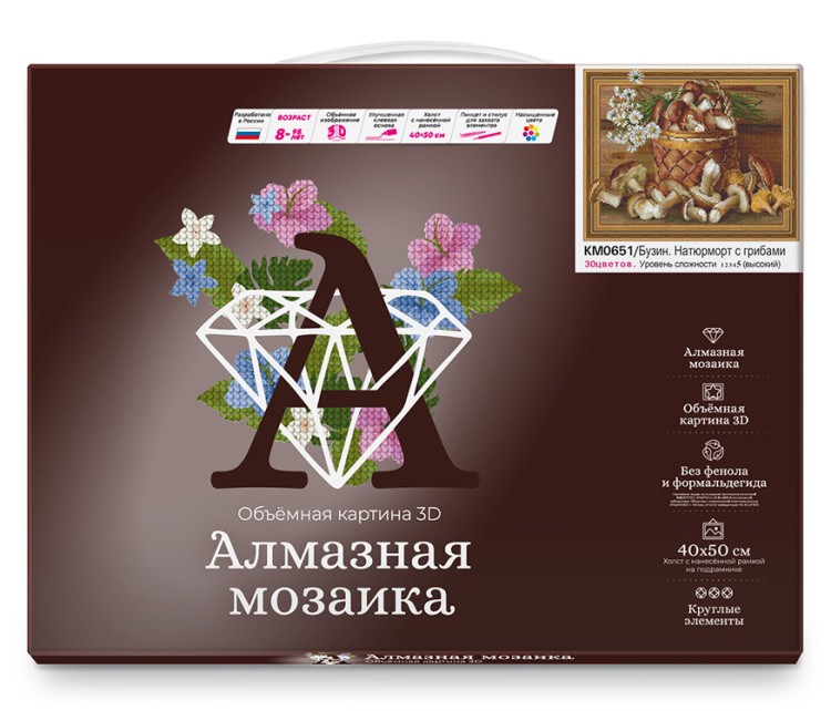 Алмазная вышивка 5D «Бузин. Натюрморт с грибами» — картинка 2