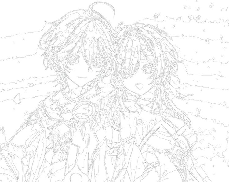 Картина по номерам «Genshin Impact Геншин Импакт: Итэр и Люмин» — картинка 3