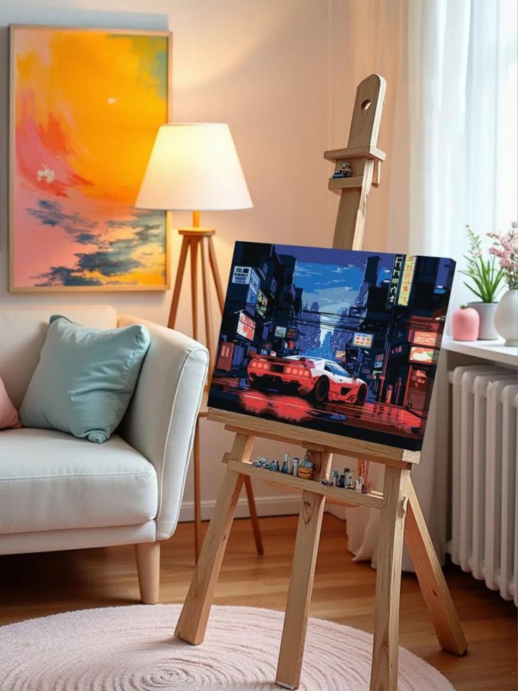 Картина по номерам «Машины: Тойота в стиле ретровейв» — картинка 9