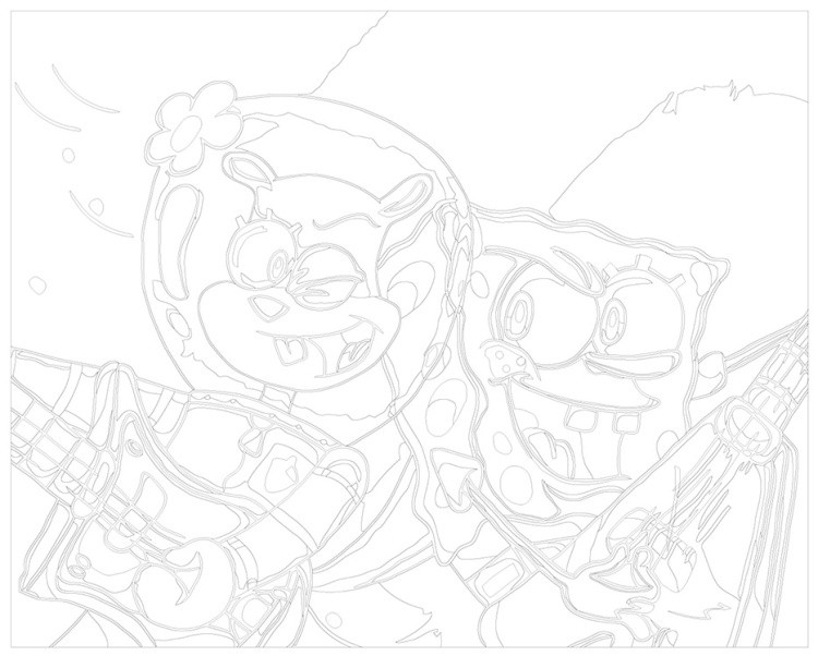 Картина по номерам «Губка Спанч Боб и белка Сэнди» — картинка 3