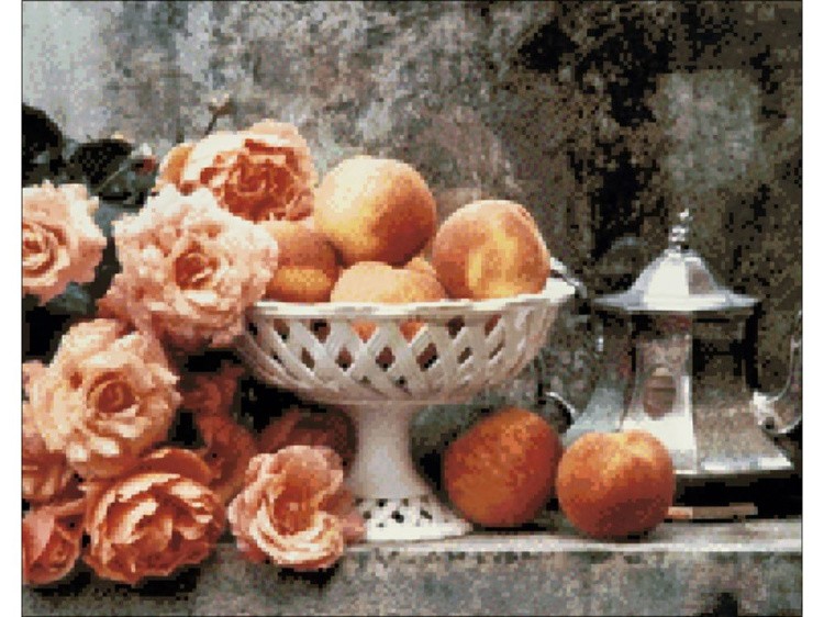 Алмазная вышивка «Розы и персики» — картинка 2