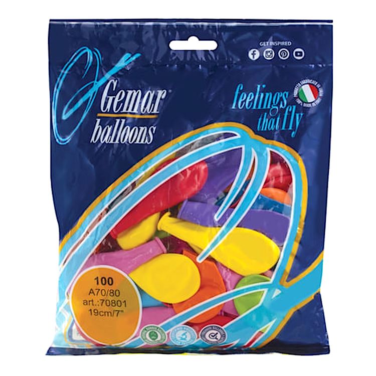 Шары воздушные 7" (18 см), комплект 100 шт., 12 пастельных цветов — картинка 2