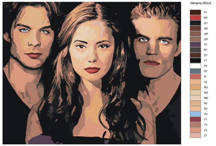 Картина по номерам «Дневники вампира: Деймон, Елена и Стефан 2» — картинка 2