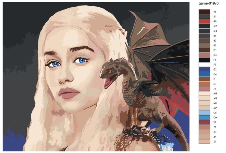 Картина по номерам «Игра престолов: Дейнерис Таргариен - Мать драконов 6» — картинка 2