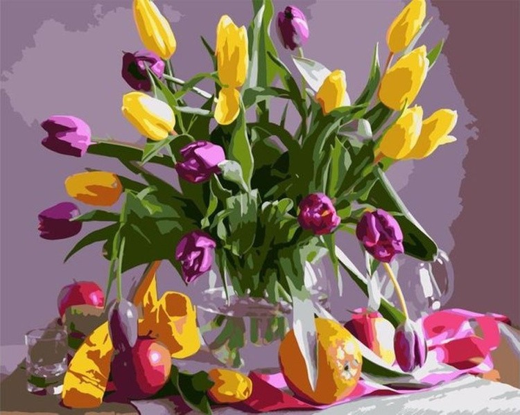 Картина по номерам «Тюльпаны в вазе»