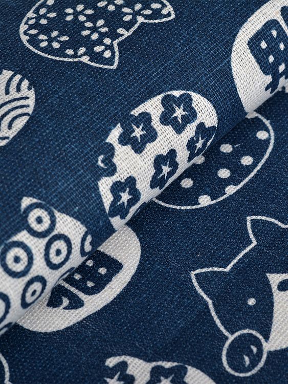 Ткань льняная, 1 м x 150 см, 140 г/м², цвет: синий, принт, TBY — картинка 3