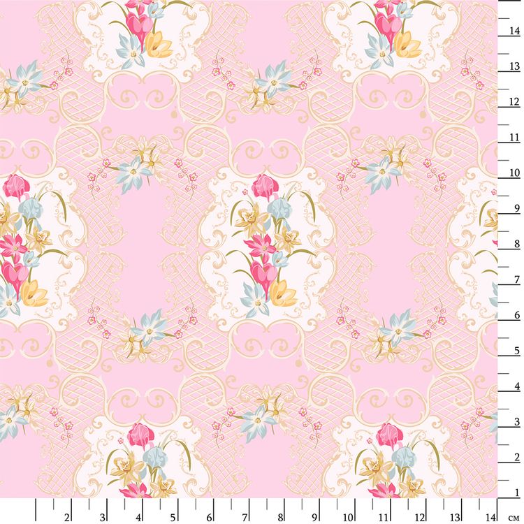Ткань для пэчворка «ВЕСЕННИЙ ЭТЮД», 50x55 см, 146 г/м2, 100% хлопок, цвет: ВЭ-09 розовый, принт, Peppy — картинка 2