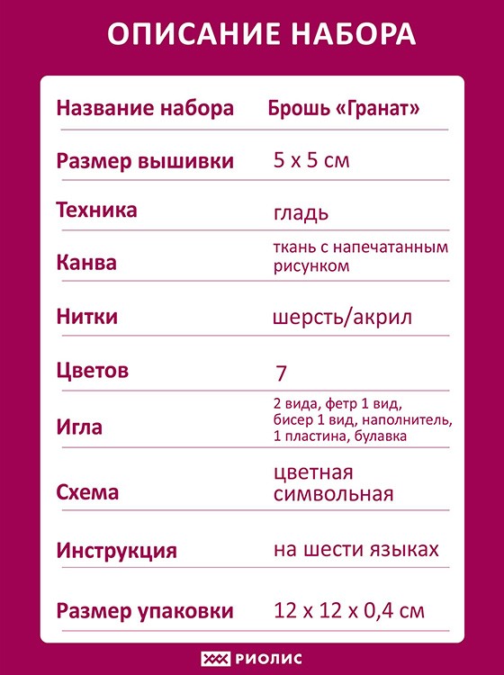 Набор для вышивания «Брошь Гранат» — картинка 6