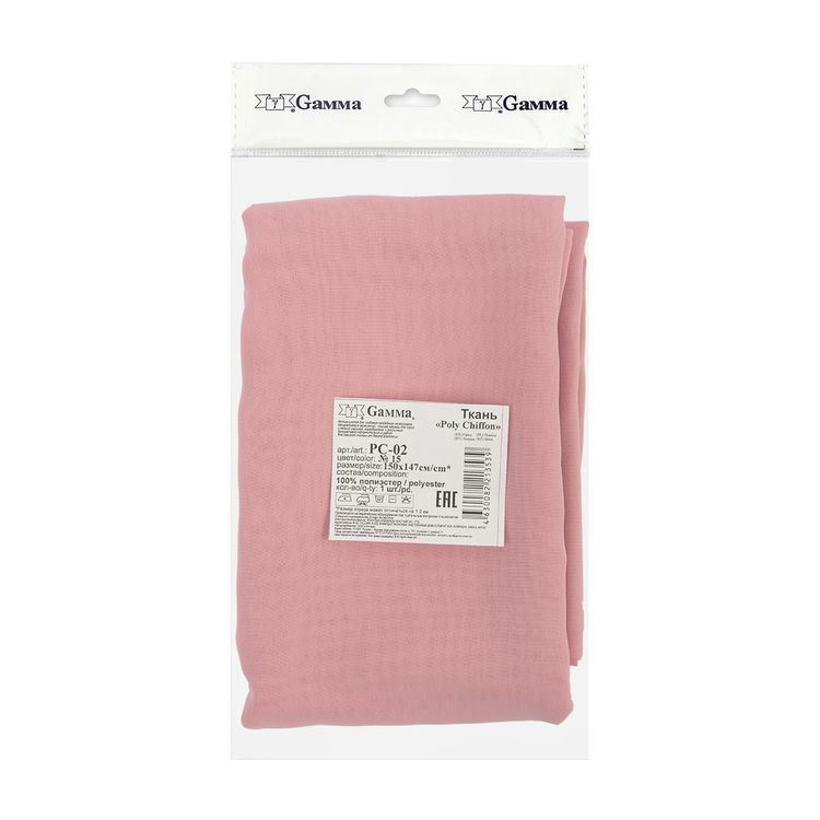 Ткань блузочная Poly Chiffon, 84 г/м2, 1,5 м х 147 см, цвет: грязно-розовый, Gamma — картинка 2
