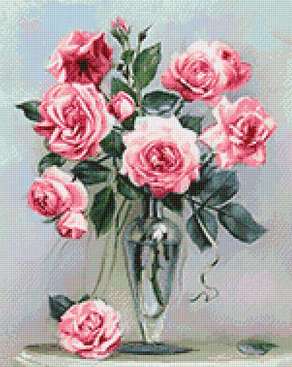Алмазная вышивка «Розы на мраморном столике» — картинка 2