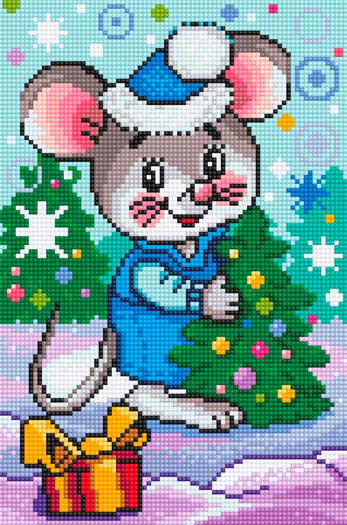 Алмазная вышивка «Мышь с елочкой» — картинка 2