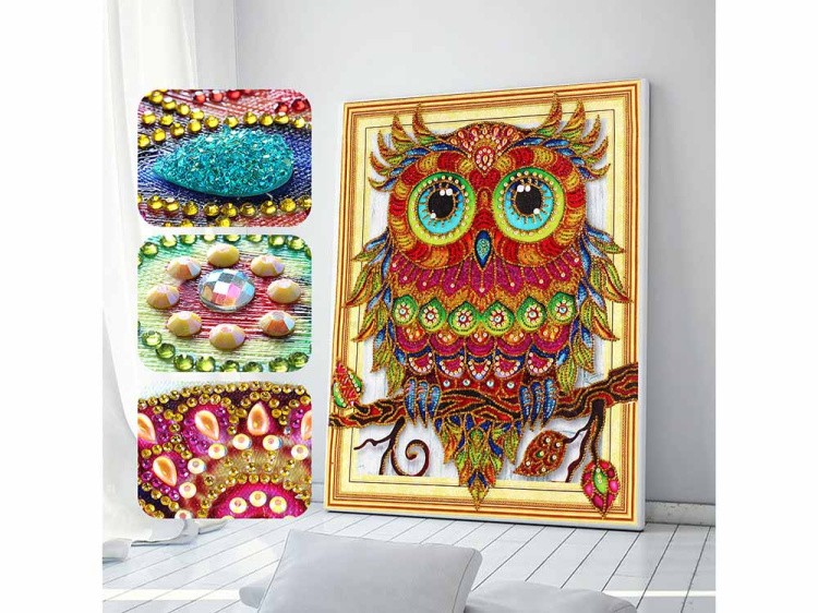 Алмазная вышивка 5D «Радужная сова» — картинка 2