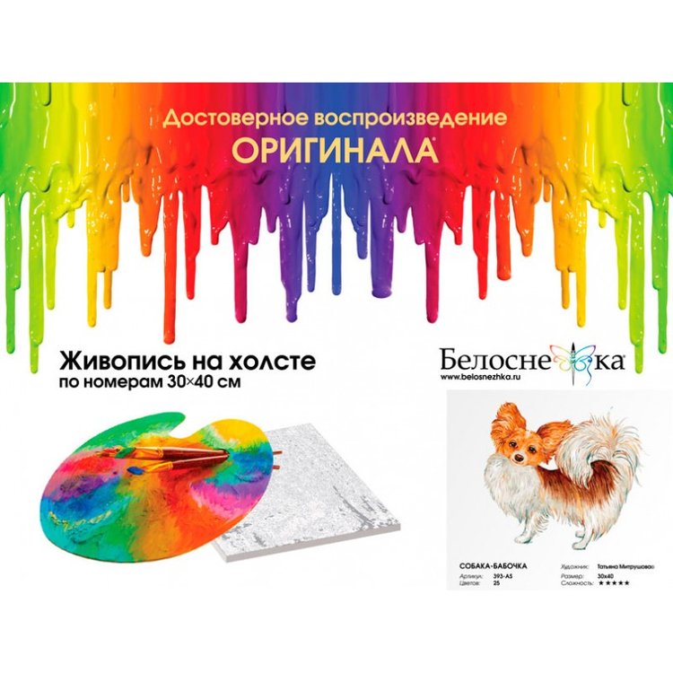 Картина по номерам «Собака-бабочка» — картинка 4
