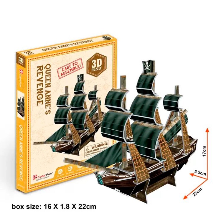 3D-пазл CubicFun Корабль «Месть королевы Анны» (серия Мини) — картинка 3