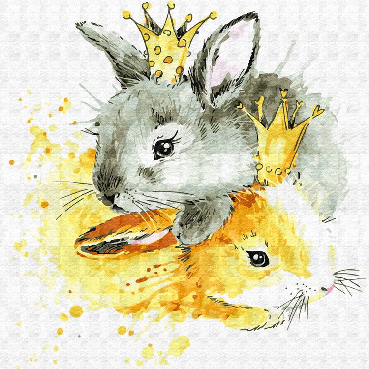 Картина по номерам «Королевские зайцы»