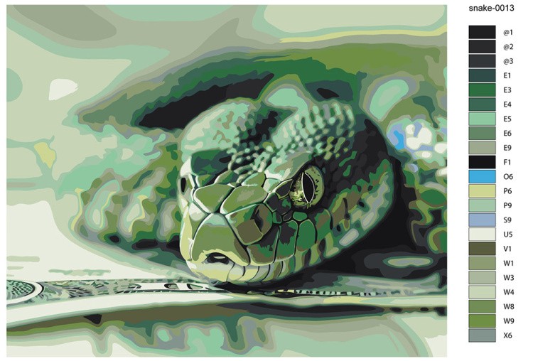 Картина по номерам «Зеленая змея, Символ года, животные» — картинка 2