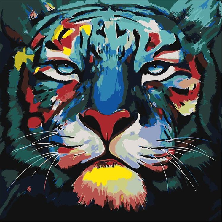 Картина по номерам «Разноцветный тигр»
