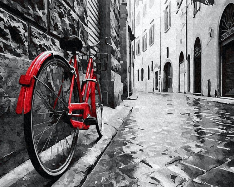 Картина по номерам «Велосипед в старом городе»