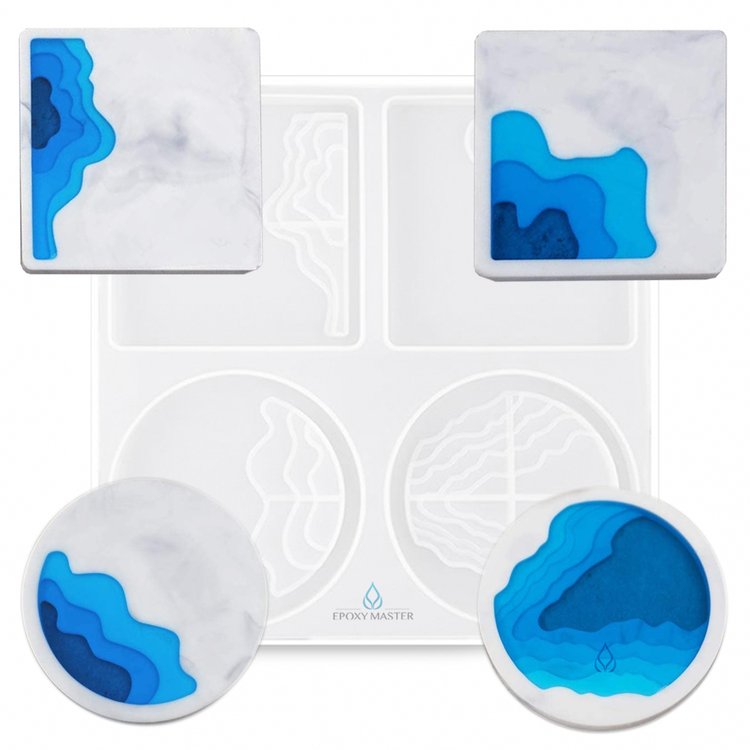 Силиконовый молд Epoxy Master подстаканники «Океан», 19х19 см — картинка 2