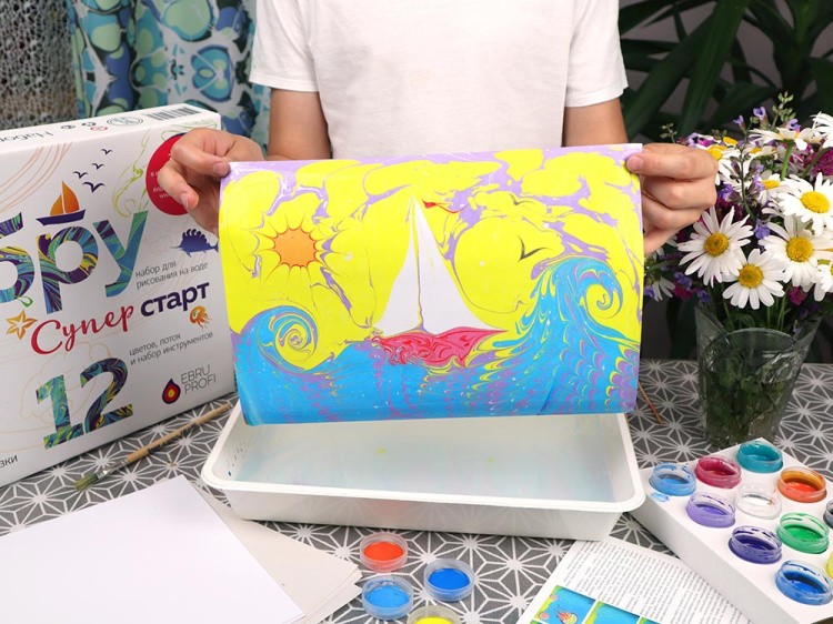 Набор для эбру «Супер Старт» 12 цветов, Эбру-Профи — картинка 7