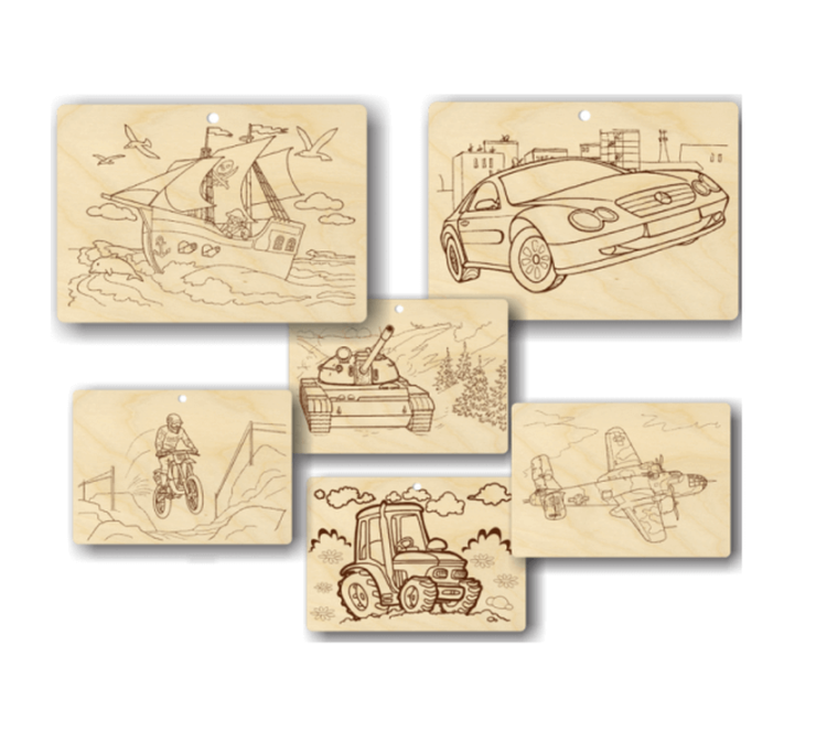 Набор досок для выжигания «Теплые картинки. Транспорт» — картинка 2