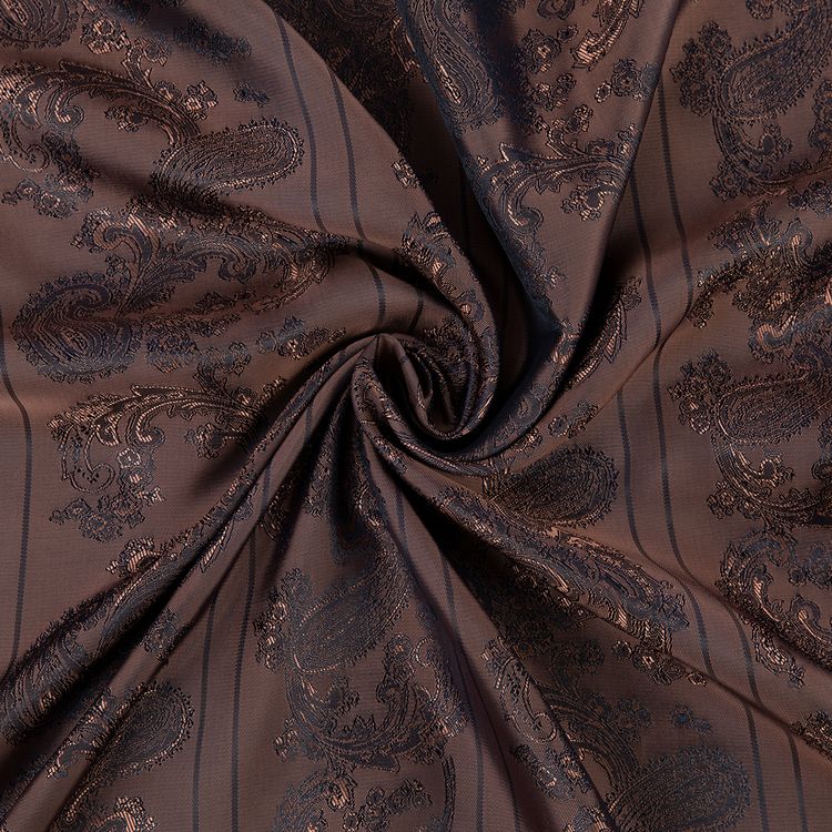 Ткань подкладочная Taffeta с рисунком, 5 м х 145 см, 96 г/м², цвет: №052 синий с бронзовым узором, Gamma — картинка 2