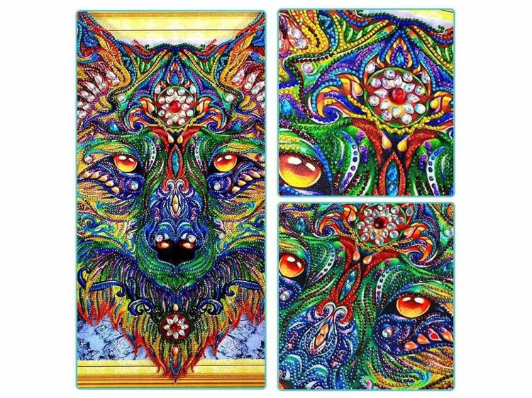 Алмазная вышивка 5D «Зеленый волк» — картинка 2