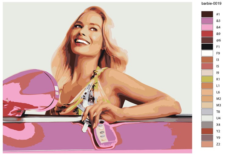 Картина по номерам «Барби: Марго Робби в машине 2» — картинка 2