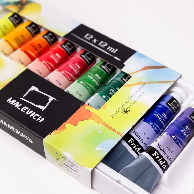 Набор акварельных красок «Frida», 12 цв. по 12 мл, Малевичъ — картинка 5