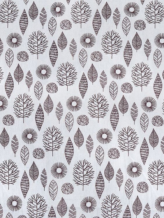 Ткань льняная, 3 м x 150 см, 140 г/м², цвет: белый, растительный принт, TBY — картинка 4