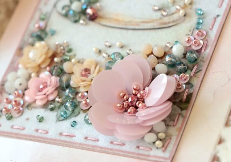 Набор для вышивания хрустальными бусинами открытка-конверт «Свадебный торт» — картинка 3